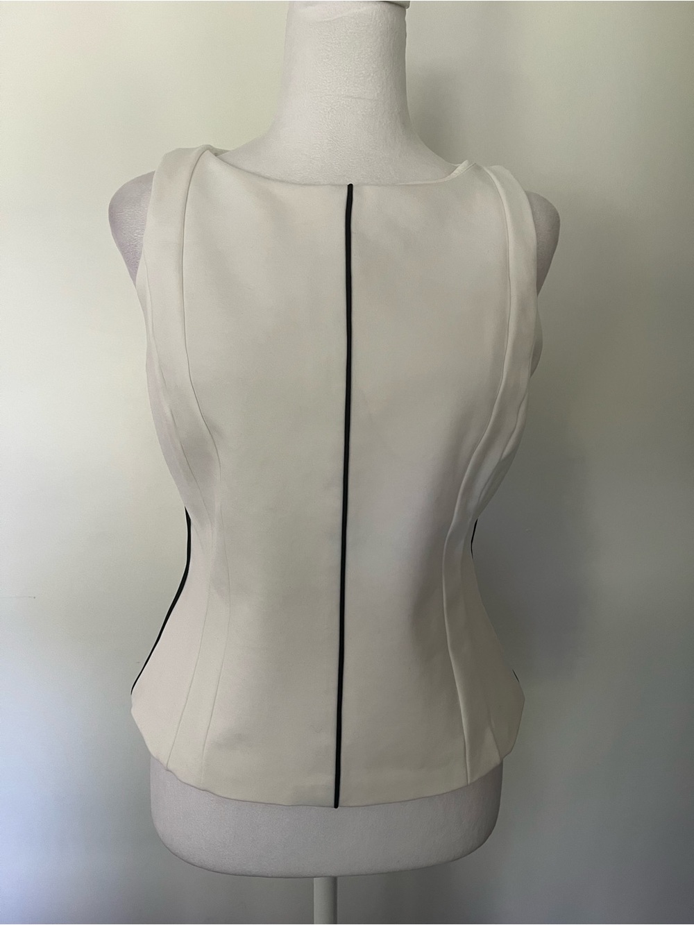 White House Black Market Cream Top with Black Trim